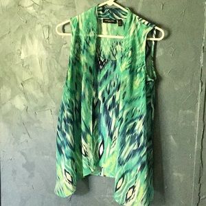 Notations petite turquoise and blue top sz PS